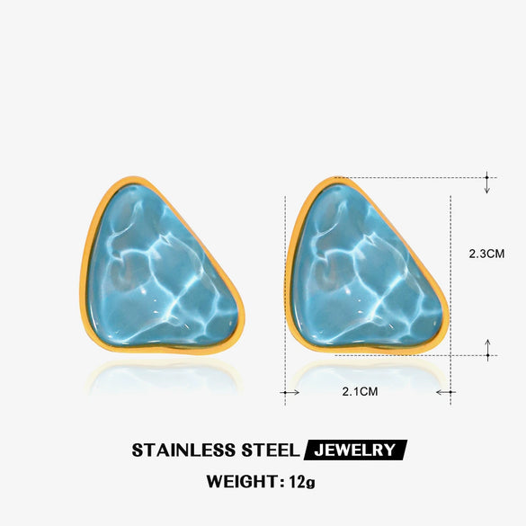 Wholesale Stainless Steel And Titanium Steel Geometric Triangle Inlaid Electroplated Women's Earrings And Ring Jewelry