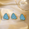Wholesale Stainless Steel And Titanium Steel Geometric Triangle Inlaid Electroplated Women's Earrings And Ring Jewelry