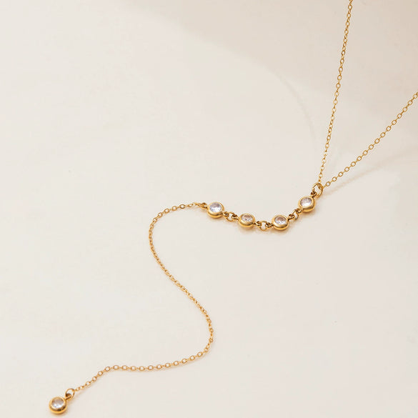 Wholesale Stainless Steel And Titanium Steel Geometric Y Shaped Chain Long Necklace For Women With Electroplating Design