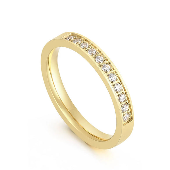 Wholesale Stainless Steel And Titanium Steel Geometric Zircon Women's Ring With Fourclaw Design And Electroplating