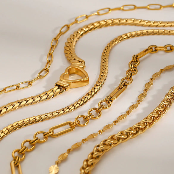 Wholesale Stainless Steel And Titanium Steel Gold Necklace With Geometric Style Cuban Clavicle Chain Electroplated