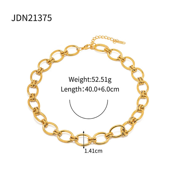 Wholesale Stainless Steel And Titanium Steel Gold Necklace With Geometric Style Cuban Clavicle Chain Electroplated
