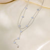 Wholesale Stainless Steel And Titanium Steel Heart Tassel Doublelayer Necklace With Love Water Drops And Bells Patterns Electroplated For Women