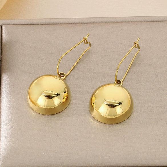 Wholesale Stainless Steel And Titanium Steel Hemisphere Hollow Electroplated Earrings For Women Minimalist Style