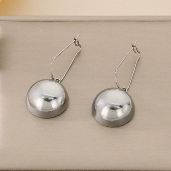Wholesale Stainless Steel And Titanium Steel Hemisphere Hollow Electroplated Earrings For Women Minimalist Style