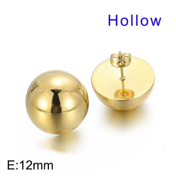 Wholesale Stainless Steel And Titanium Steel Hemisphere Hollow Electroplated Earrings For Women Minimalist Style
