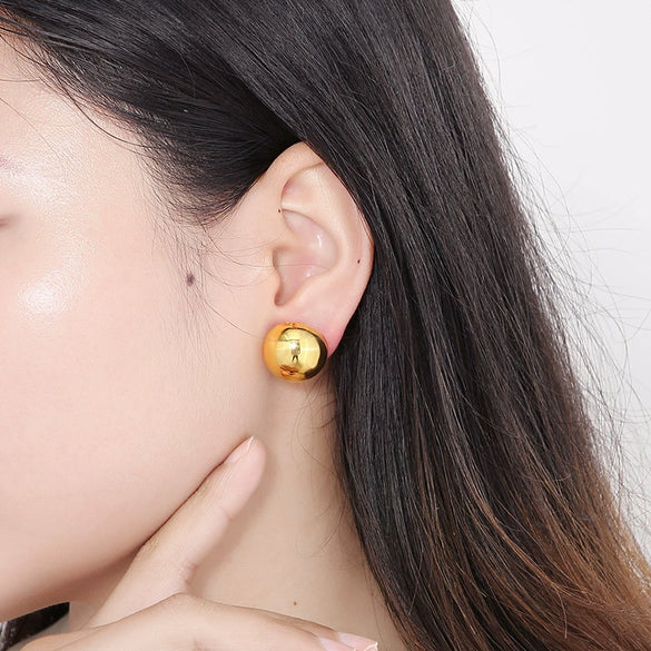 Wholesale Stainless Steel And Titanium Steel Hemisphere Hollow Electroplated Earrings For Women Minimalist Style