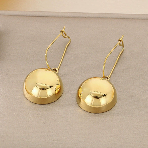 Wholesale Stainless Steel And Titanium Steel Hemisphere Hollow Electroplated Earrings For Women Minimalist Style