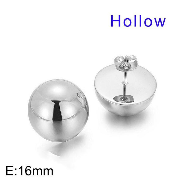 Wholesale Stainless Steel And Titanium Steel Hemisphere Hollow Electroplated Earrings For Women Minimalist Style