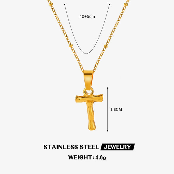 Wholesale Stainless Steel And Titanium Steel Ins Style Letter Pendant Necklace With Electroplating And Cross Chain For Women