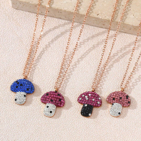 Wholesale Stainless Steel And Titanium Steel Insect And Mushroom Pendant Necklace For Women With Electroplating Light Luxury Style