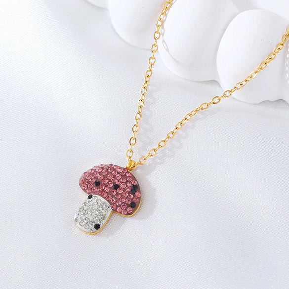 Wholesale Stainless Steel And Titanium Steel Insect And Mushroom Pendant Necklace For Women With Electroplating Light Luxury Style