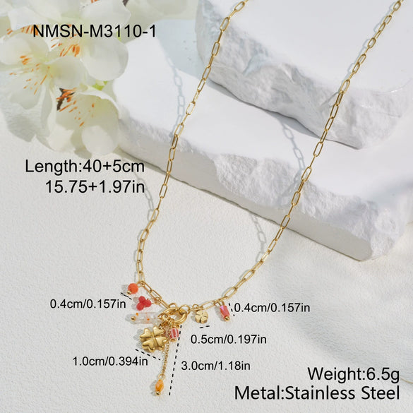 Wholesale Stainless Steel And Titanium Steel Jewelry Set With Heart Drop Bell Geometric Patterns Electroplated For Women