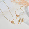 Wholesale Stainless Steel And Titanium Steel Jewelry Set With Heart Drop Bell Geometric Patterns Electroplated For Women