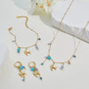 Wholesale Stainless Steel And Titanium Steel Jewelry Set With Heart Drop Bell Patterns Electroplated For Women
