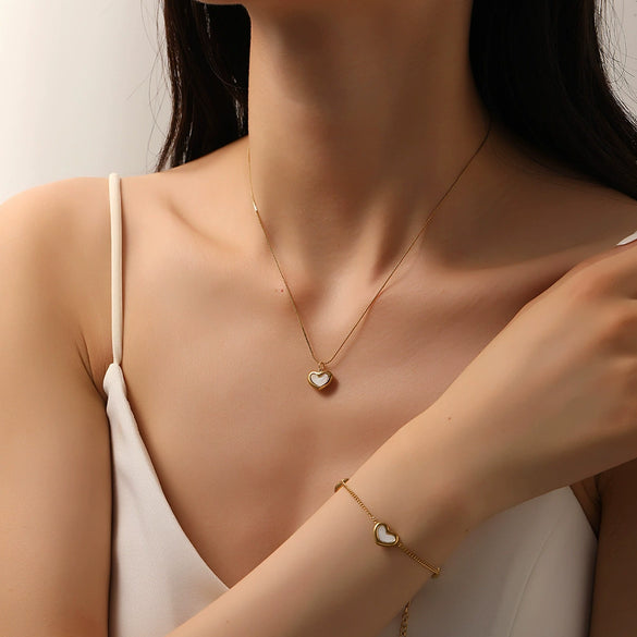 Wholesale Stainless Steel And Titanium Steel Jewelry Set With Heart Water Drop And Bell Patterns For Women Electroplated Trendy Light Luxury Anklet And Necklace