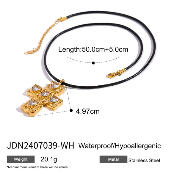 Wholesale Stainless Steel And Titanium Steel Jewelry With Cross Shape And Geometric Pattern Electroplated Necklace And Earrings For Women