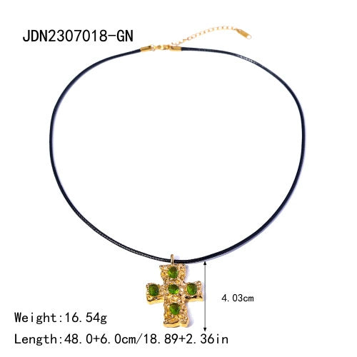 Wholesale Stainless Steel And Titanium Steel Jewelry With Cross Shape And Geometric Pattern Electroplated Necklace And Earrings For Women