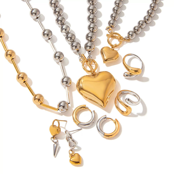 Wholesale Stainless Steel And Titanium Steel Jewelry With Heart Water Drop And Bell Patterns Electroplated Love Necklace And Non Fading Earrings For Women