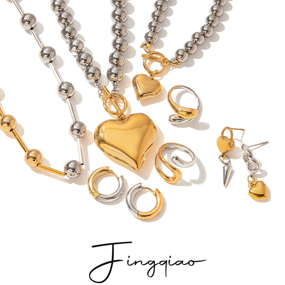 Wholesale Stainless Steel And Titanium Steel Jewelry With Heart Water Drop And Bell Patterns Electroplated Love Necklace And Non Fading Earrings For Women