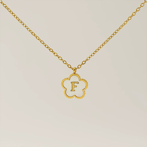 Wholesale 316L Stainless Steel And 316L Stainless Steel Letter And Five Leaf Clover Necklace With Electroplating Treatment