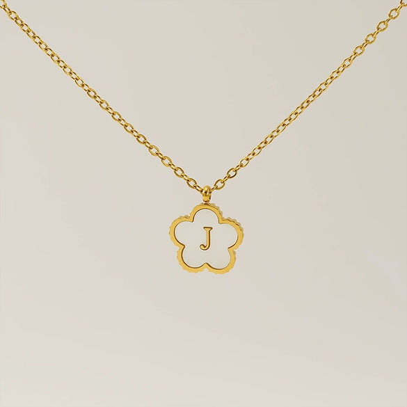 Wholesale 316L Stainless Steel And 316L Stainless Steel Letter And Five Leaf Clover Necklace With Electroplating Treatment