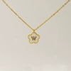 Wholesale 316L Stainless Steel And 316L Stainless Steel Letter And Five Leaf Clover Necklace With Electroplating Treatment