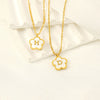 Wholesale 316L Stainless Steel And 316L Stainless Steel Letter And Five Leaf Clover Necklace With Electroplating Treatment