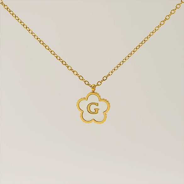 Wholesale 316L Stainless Steel And 316L Stainless Steel Letter And Five Leaf Clover Necklace With Electroplating Treatment