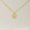 Wholesale 316L Stainless Steel And 316L Stainless Steel Letter And Five Leaf Clover Necklace With Electroplating Treatment