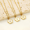 Wholesale 316L Stainless Steel And 316L Stainless Steel Letter And Five Leaf Clover Necklace With Electroplating Treatment