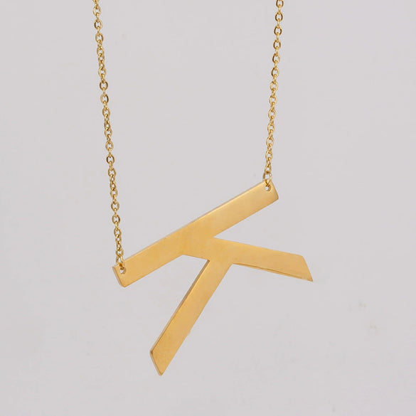 Wholesale 316L Stainless Steel And 316L Stainless Steel Letter Pendant Necklace For Women With Cross Chain And Electroplating Treatment