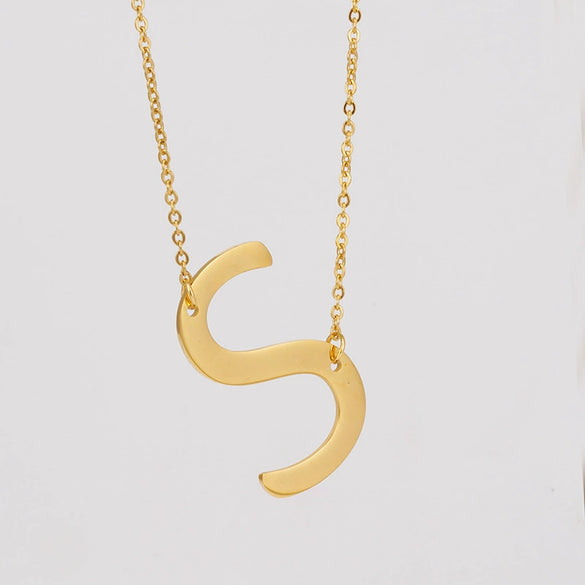 Wholesale 316L Stainless Steel And 316L Stainless Steel Letter Pendant Necklace For Women With Cross Chain And Electroplating Treatment