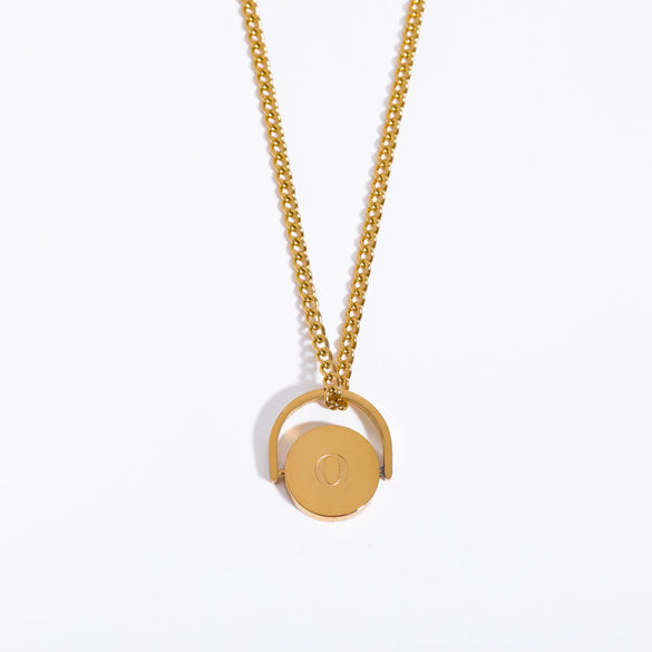 Wholesale Stainless Steel And Titanium Steel Letter Pendant Ochain Necklace With Dripping Oil Design