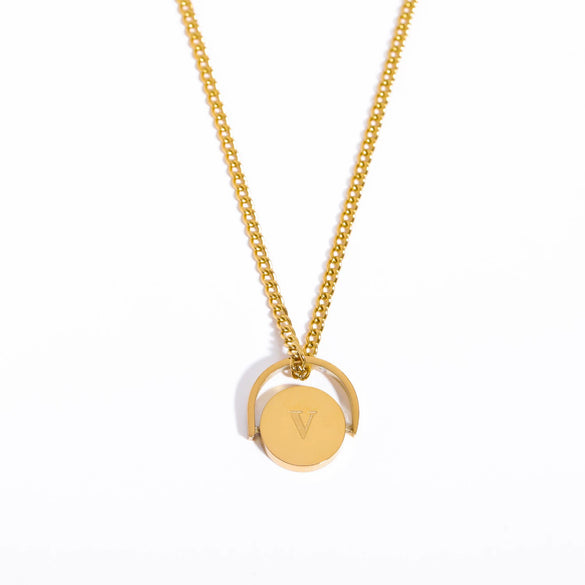 Wholesale Stainless Steel And Titanium Steel Letter Pendant Ochain Necklace With Dripping Oil Design