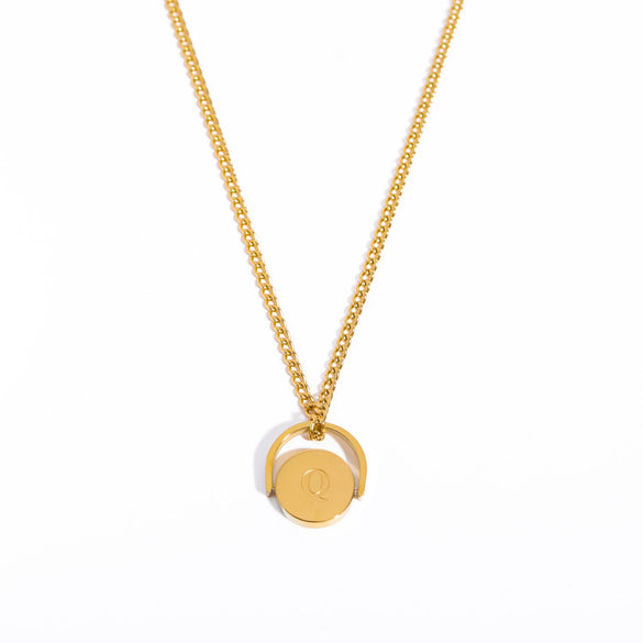 Wholesale Stainless Steel And Titanium Steel Letter Pendant Ochain Necklace With Dripping Oil Design