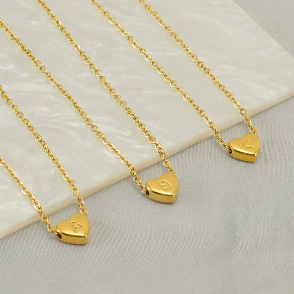 Wholesale Stainless Steel And Titanium Steel Love Heart And Letter Design Necklace For Women With Electroplating
