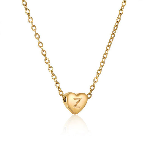 Wholesale Stainless Steel And Titanium Steel Love Heart And Letter Design Necklace For Women With Electroplating