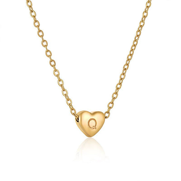 Wholesale Stainless Steel And Titanium Steel Love Heart And Letter Design Necklace For Women With Electroplating