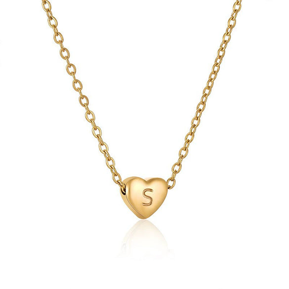 Wholesale Stainless Steel And Titanium Steel Love Heart And Letter Design Necklace For Women With Electroplating