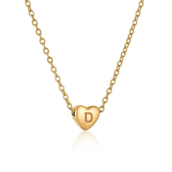 Wholesale Stainless Steel And Titanium Steel Love Heart And Letter Design Necklace For Women With Electroplating