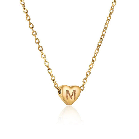 Wholesale Stainless Steel And Titanium Steel Love Heart And Letter Design Necklace For Women With Electroplating