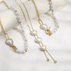 Wholesale Stainless Steel And Titanium Steel Love Imitation Pearl Shape Light Luxury Necklace With Snake Bone Chain And Electroplating For Women