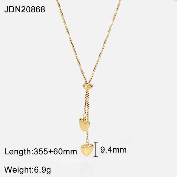 Wholesale Stainless Steel And Titanium Steel Love Necklace With Geometric Pendant And Regular Chain Electroplated