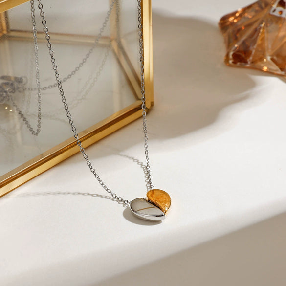 Wholesale Stainless Steel And Titanium Steel Love Split Pendant Necklace With Electroplating Treatment
