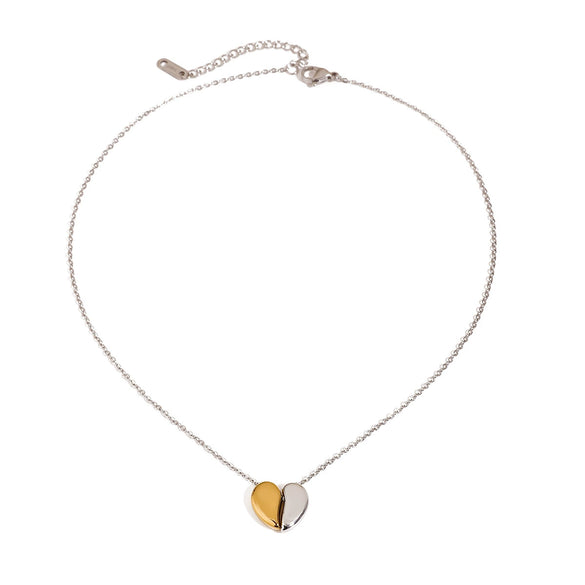 Wholesale Stainless Steel And Titanium Steel Love Split Pendant Necklace With Electroplating Treatment