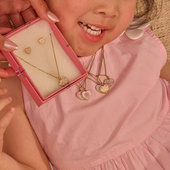 Wholesale Stainless Steel And Titanium Steel Lovethemed Heart Drop Bell Pattern Electroplated Jewelry Set For Girls