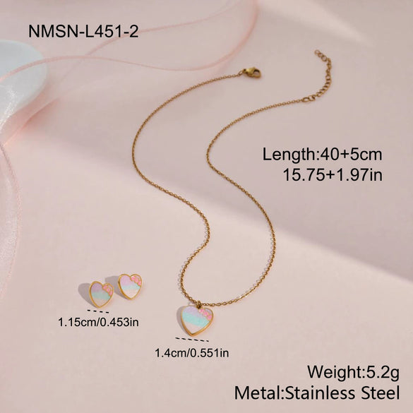 Wholesale Stainless Steel And Titanium Steel Lovethemed Heart Drop Bell Pattern Electroplated Jewelry Set For Girls