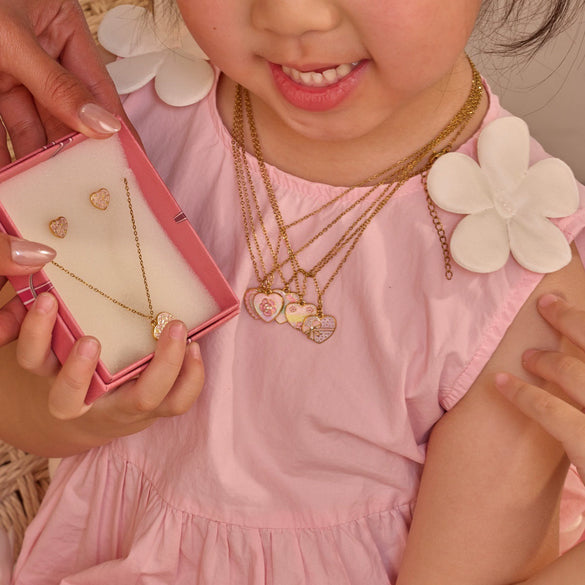 Wholesale Stainless Steel And Titanium Steel Lovethemed Heart Drop Bell Pattern Electroplated Jewelry Set For Girls