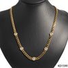 Wholesale Stainless Steel And Titanium Steel Necklace And Bracelet Set With Retro Cuban Chain And Round Zircon Electroplated